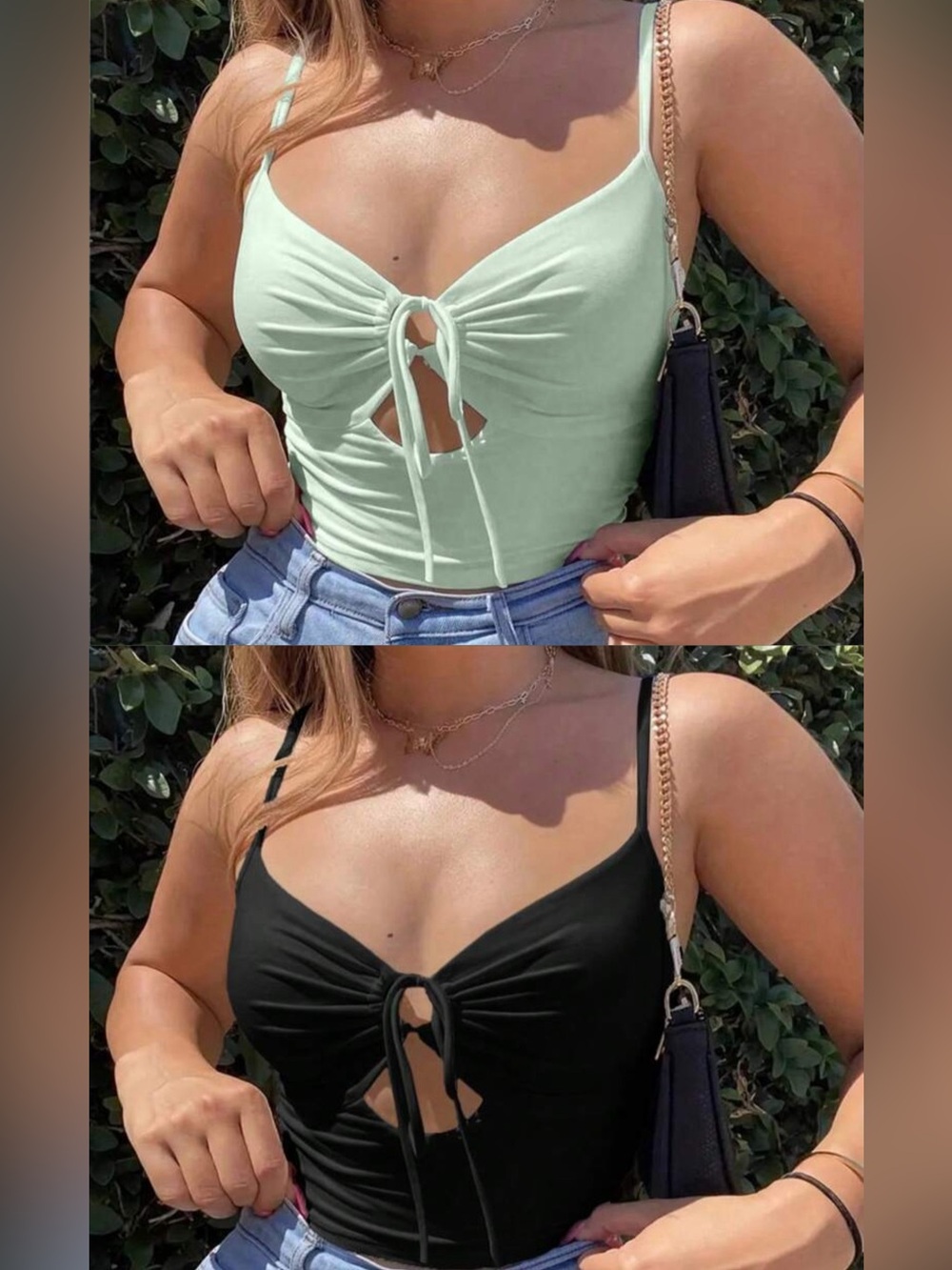 SHEIN• Tie-Front Crop Top
